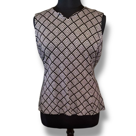NIC+ZOE Geometric Peplum Sleeveless Blouse - XL Black/ White - Picture 1 of 11